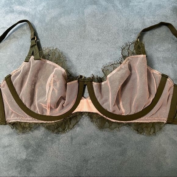 NWT Victoria’s Secret Very Sexy Unlined Demi Bra Olive Green Lace Sz 34C - Picture 4 of 7